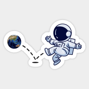 Astronaut plays Earth Soccer Sticker